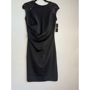 X by Xscape black ruched lace shoulder dress size 10